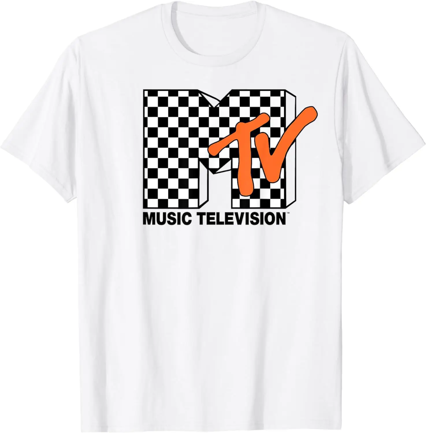 MTV Logo Checkers Style Graphic T-Shirt T-Shirt