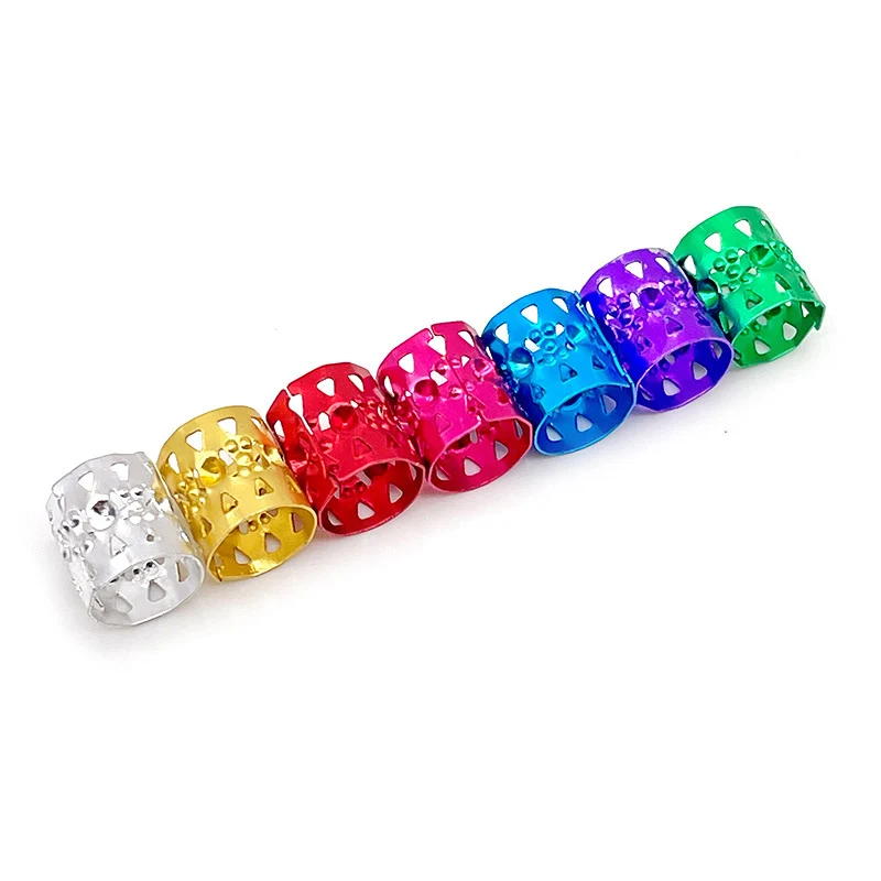 90Pcs 8x9mm Small Mix Color Aluminum Hair Ring African Twist Hollow Extension Hair Braid Ring Dreadlocks Bead Hair Accessories