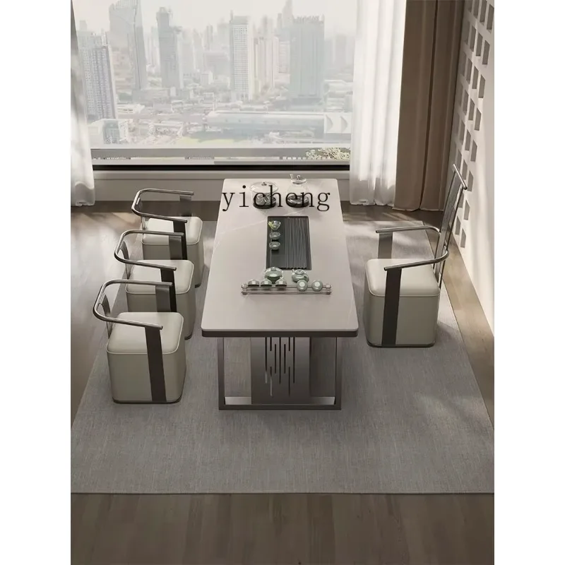 Modern Stone Plate Tea Table Living Room Office Integrated Tea Table And Chair Combination