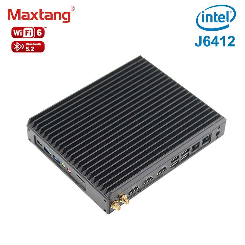 Maxtang 12th Gen Celeron J6412 Fanless Industrial Mini PC DDR4 Triple Displays Desktop Computer PC With Wins 10/11 WiFi6 BT5.2