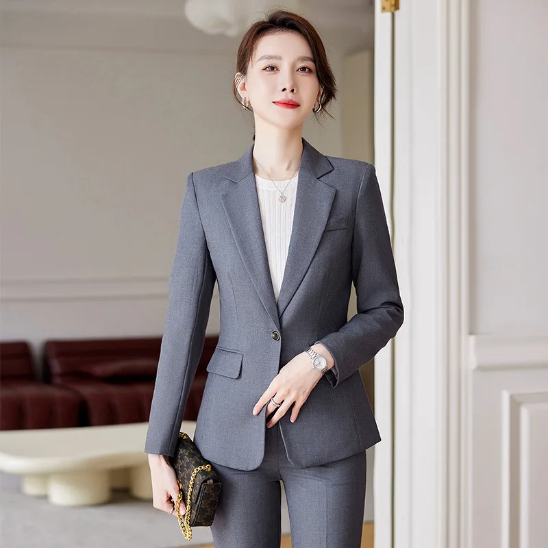 2024Business Suit Women's Spring and Autumn Business Commute Interview Formal Wear Waist-Tight Temperament Civil Servant Suit Ov