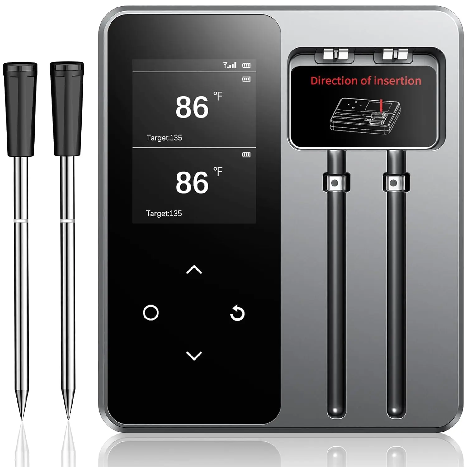 

Wireless Meat Thermometer with App, 600FT Bluetooth, Dual Probes, 6 Sensors, Instant Read LCD