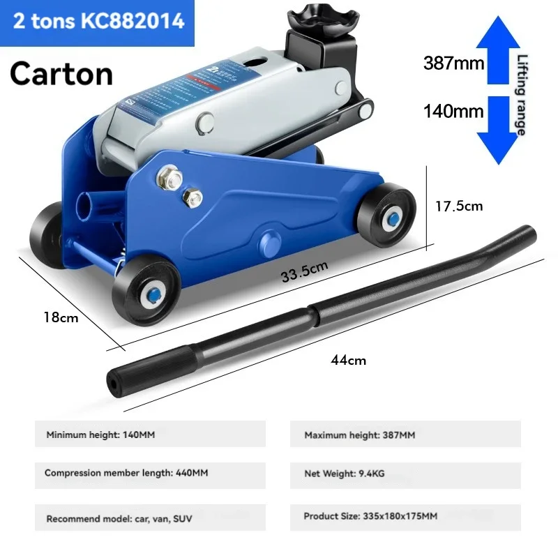 Horizontal hydraulic car with car jack tire change tools