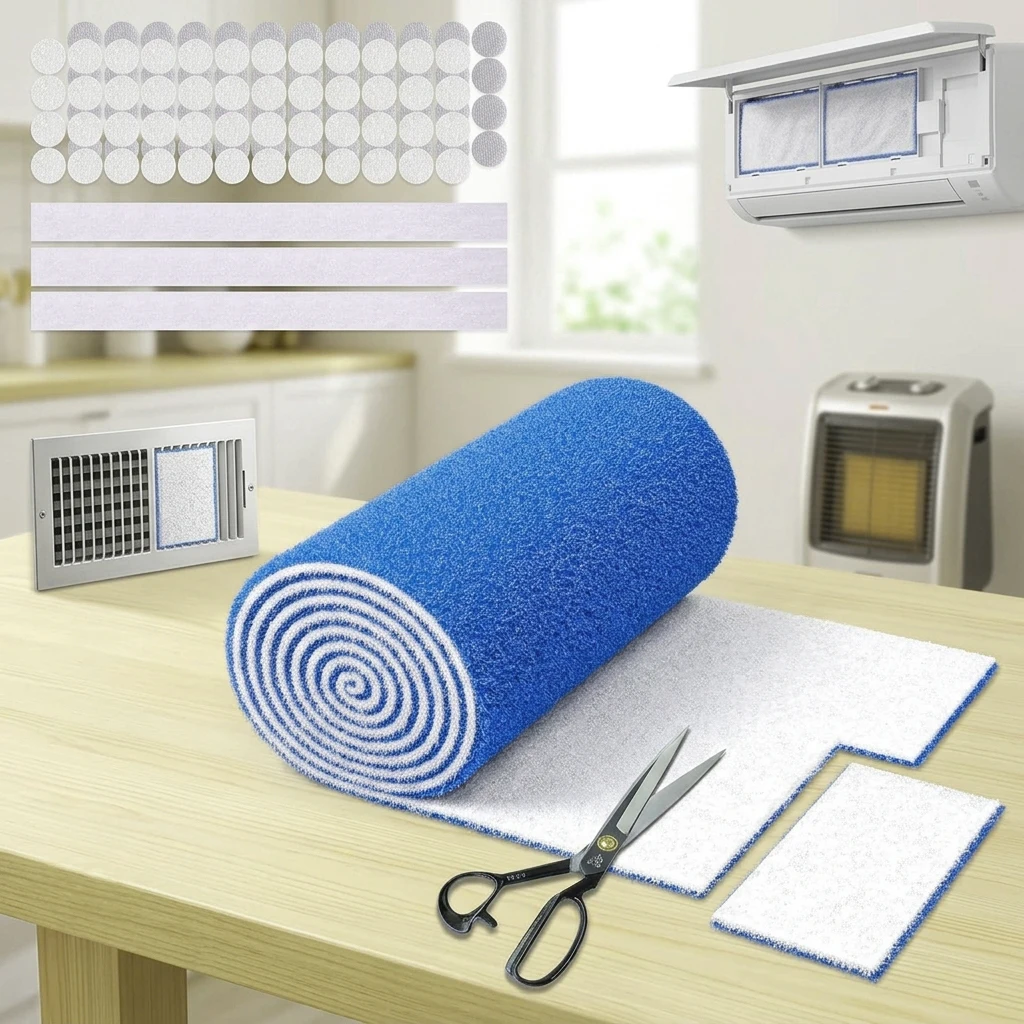 Air Conditioner Vent Filter Roll Washable Synthetic Mesh for HVAC Intake Traps Dust Hair Universal Fit