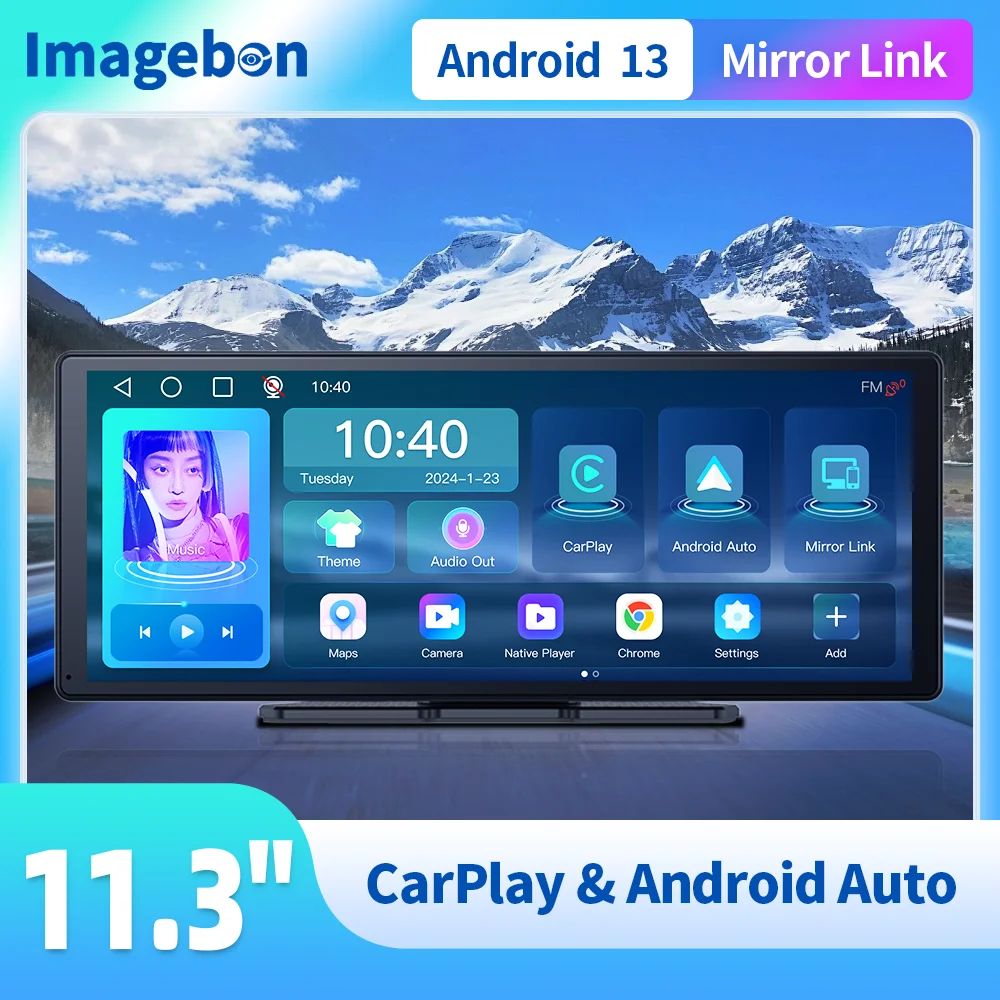 

Imagebon 11.3" E50 Android 13 Dash Cam Wireless Carplay & Android Auto Car DVR 5G WIFI FM AUX GPS Mirror Link Video Recorder