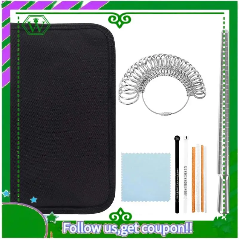 

A18P-10 шт. Набор инструментов для измерения размера кольца включает в себя измеритель размера кольца, регулятор размера кольца оправки, ткань для полировки ювелирных изделий