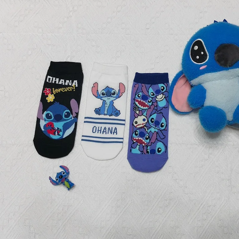 Adult 5 Pairs Lilo & Stitch Socks Cartoon Anime Kawaii Stitch Cotton Socks Men And Women\'s Warm short Sock Gifts Average Size