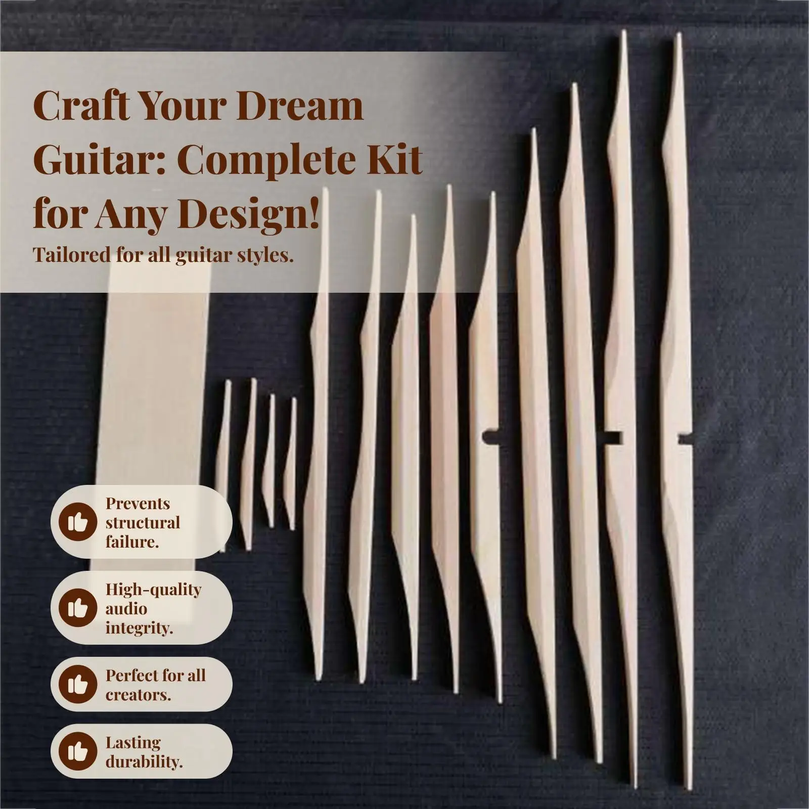Guitar Brace Wood Set Spruce Bracewood Kit Acoustic Support Plate Luthier Tool Pack for Acoustic Guitar Repair