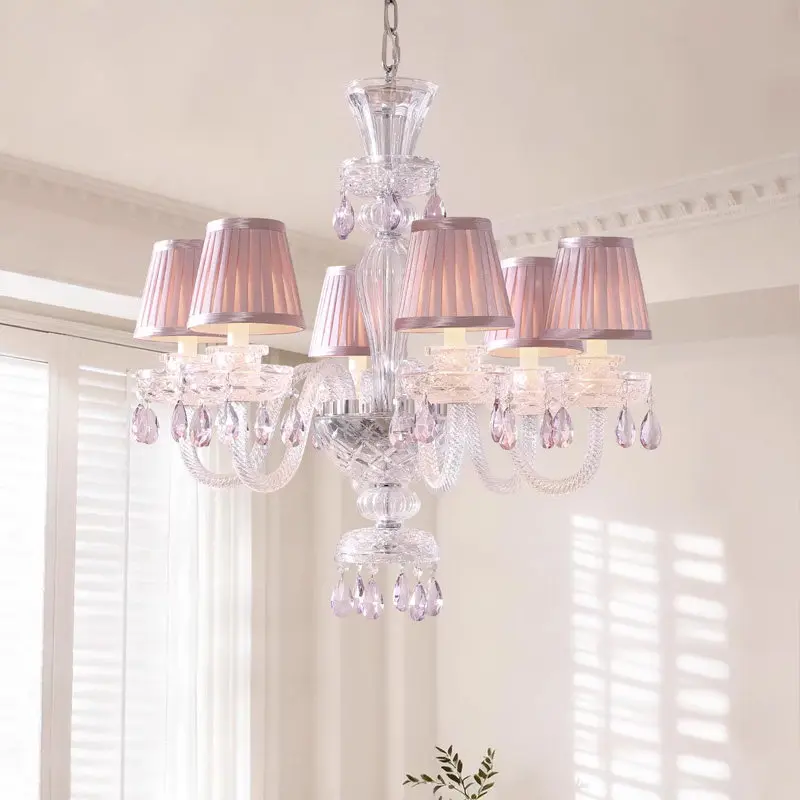 Medieval style bedroom chandelier, retro high-end designer European crystal lamp