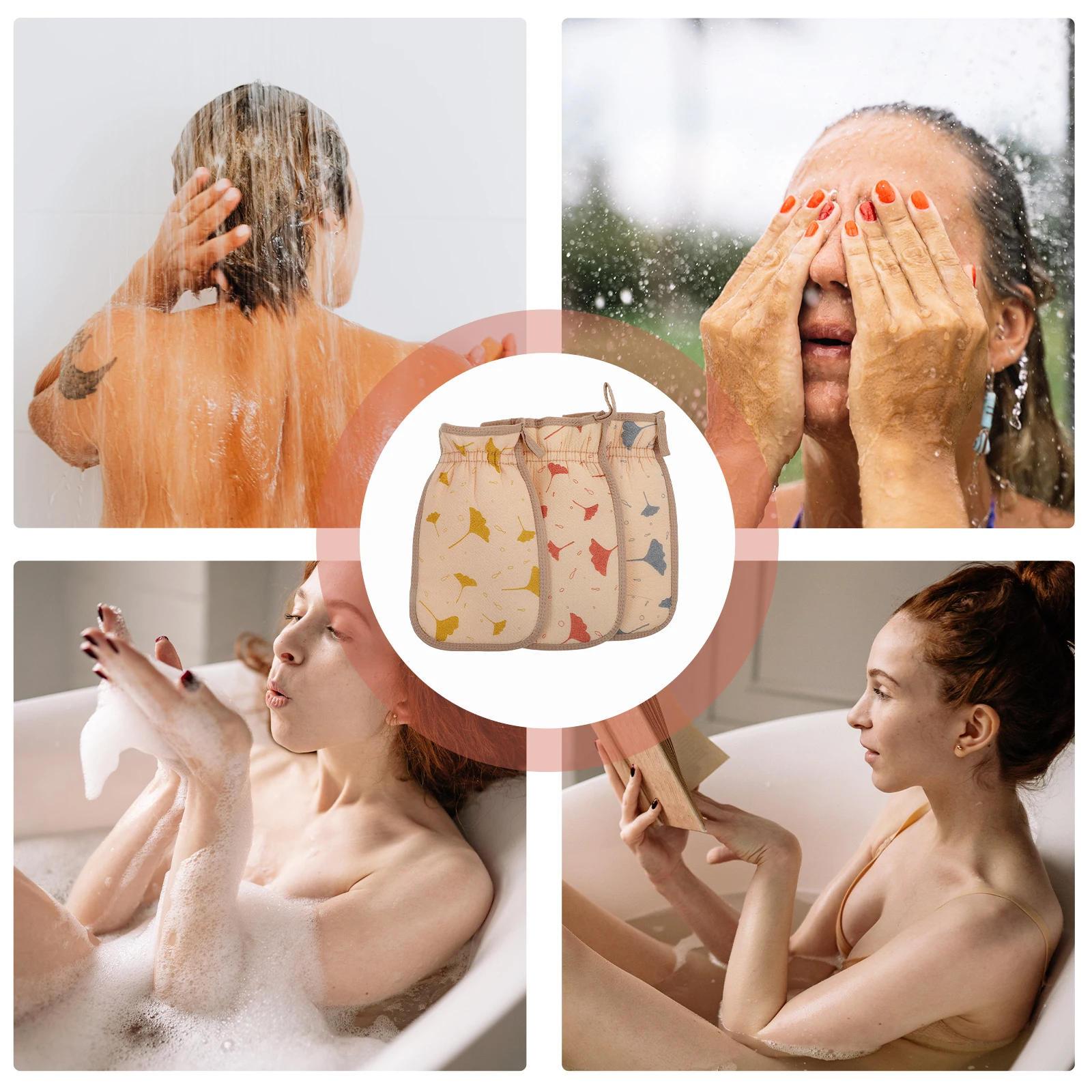 

3pcs Cotton Bath Towel Body Scrubber Exfoliating Shower Glove Portable Travel Back Scrubbing Towel Foaming Cleaning Glove