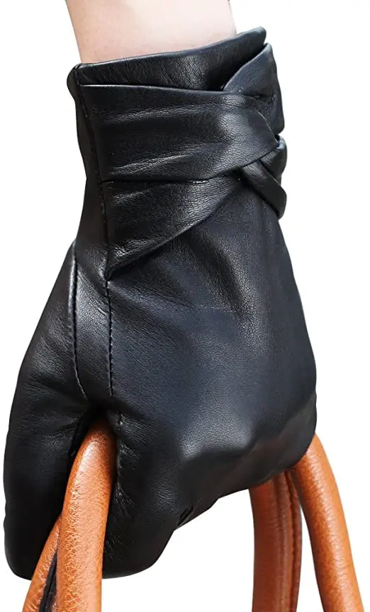 warmen-ladies'-genuine-leather-gloves-with-fleece-for-autumn-winter-warm-fingerless-gloves-large-size-l074