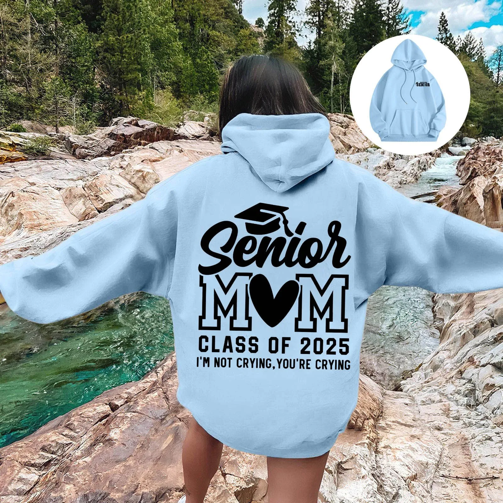 Ladies Senior Mom 2025 Shirt 2025 Graduating Class Sweatshirt T Shirt Print Long Sleeve Shirt Court Hoodie Medium Sleeve