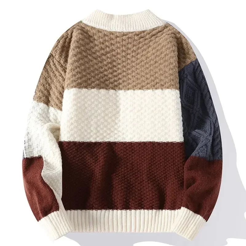 

Loose Fit Long Sleeve Warm Fleeced Men's Knit Sweater Korean Popular Clothes Fashion Pullovers Male High Quality Cheap Knitwear