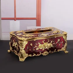 Romantic Flower Rose Figure Enamel Napkin Holder Wedding Luxury Tissue Box Decorative Container Acrylic Napkin Holder Household