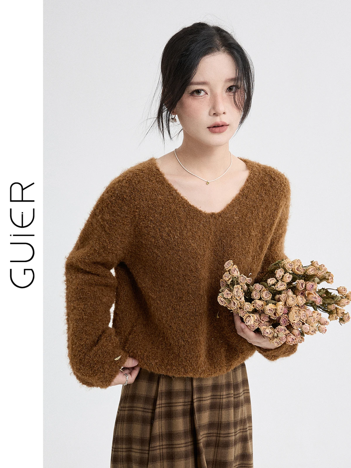 

Soft Cozy V-Ne Knitted Sweater Loose Women's Sle Retro Spring New Arrival Comfortable Long Sve T-irt for Teen Girls