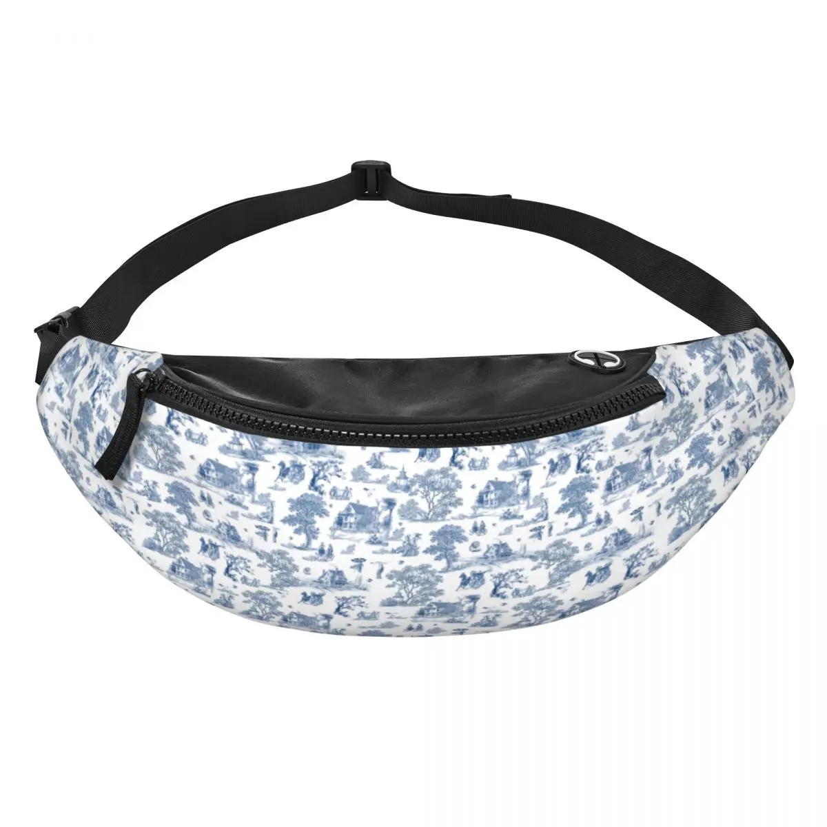 French Toile De Jouy Motif Pattern Fanny Pack para Viagem, Arte Francesa Tradicional Clássica, Bolsa de Cintura Crossbody, Bolsa