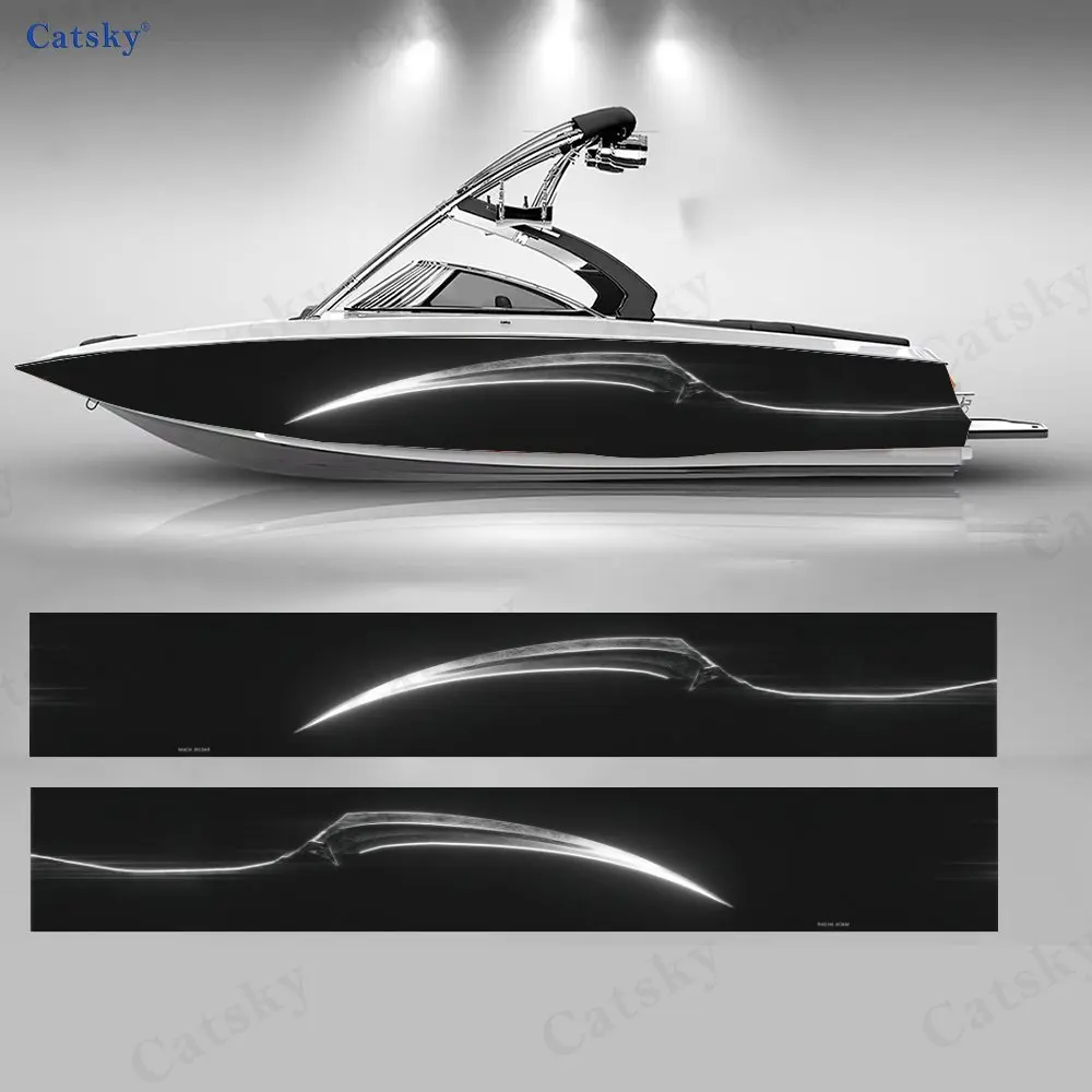 Minimalist Light Blade Boat Stickers, PVC Waterproof Durable Vinyl Wrap Decals for Fishing Boats, Durable and Stylish Design
