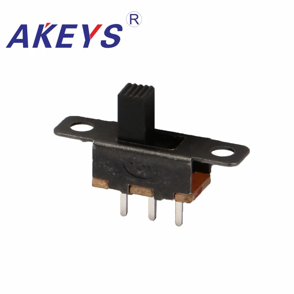 10pcs SS-12F30 1P2T Single pole double throw slide switch verticle type 3 pin without fixed pin handle heights can be customized