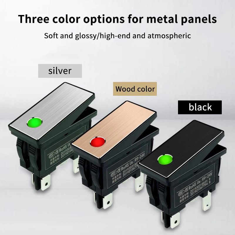 1PC 220V Marine LED Metal Rocker Switch With Dot Light KCD3 Aluminum IP65 Toggle Switch Panel