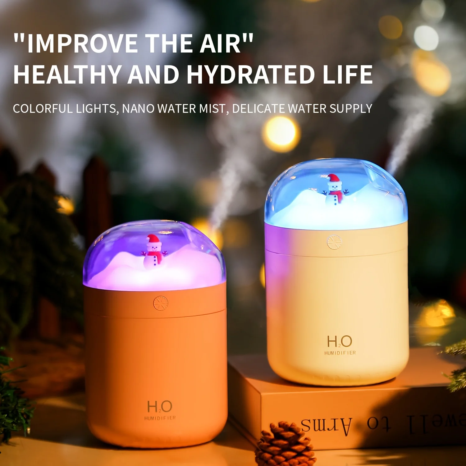USB Power Cord Cute Snowman Air Humidifier Colorful Lights Two Levels Of Fog Large Capacity For Home Ideal Gift For Christmas