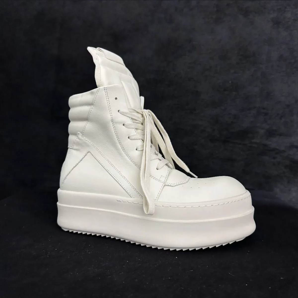 Ro Classic Designer Men Shoe Women Sneaker Full Black Leather Ankle Boot High Top Casual Shoes Zipper 6cm Thick Sole Boots
