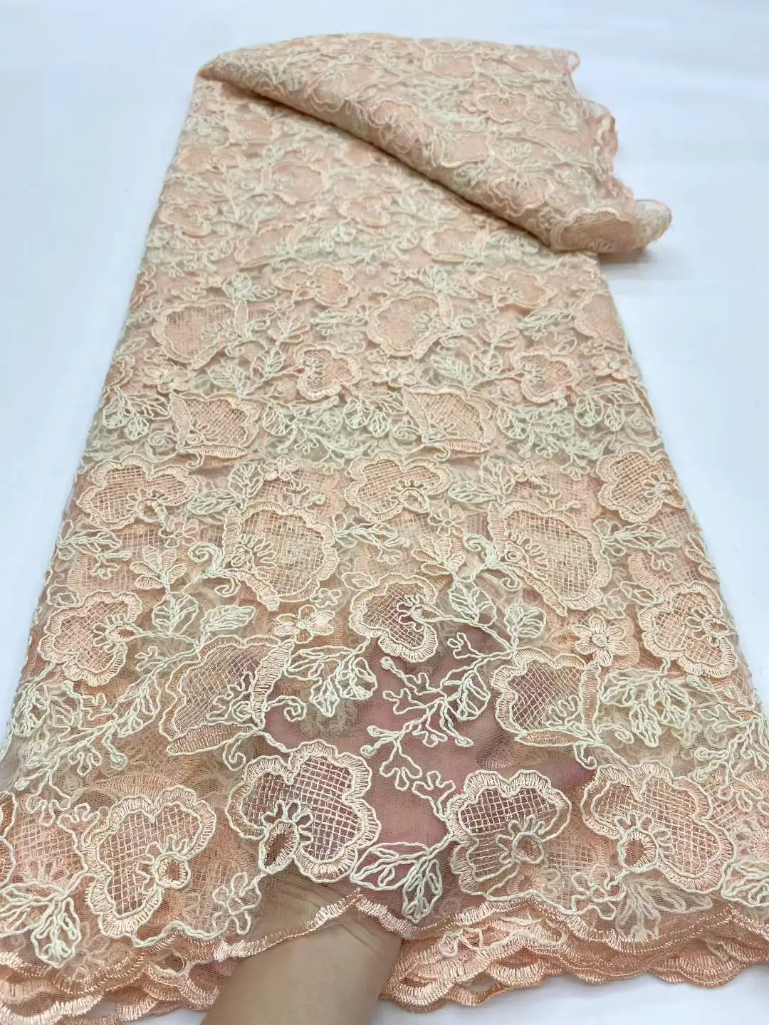 

African Lace Fabric 2025 High Quality French 3D Embroidery Sequins Tulle Lace Fabric For Party Dress