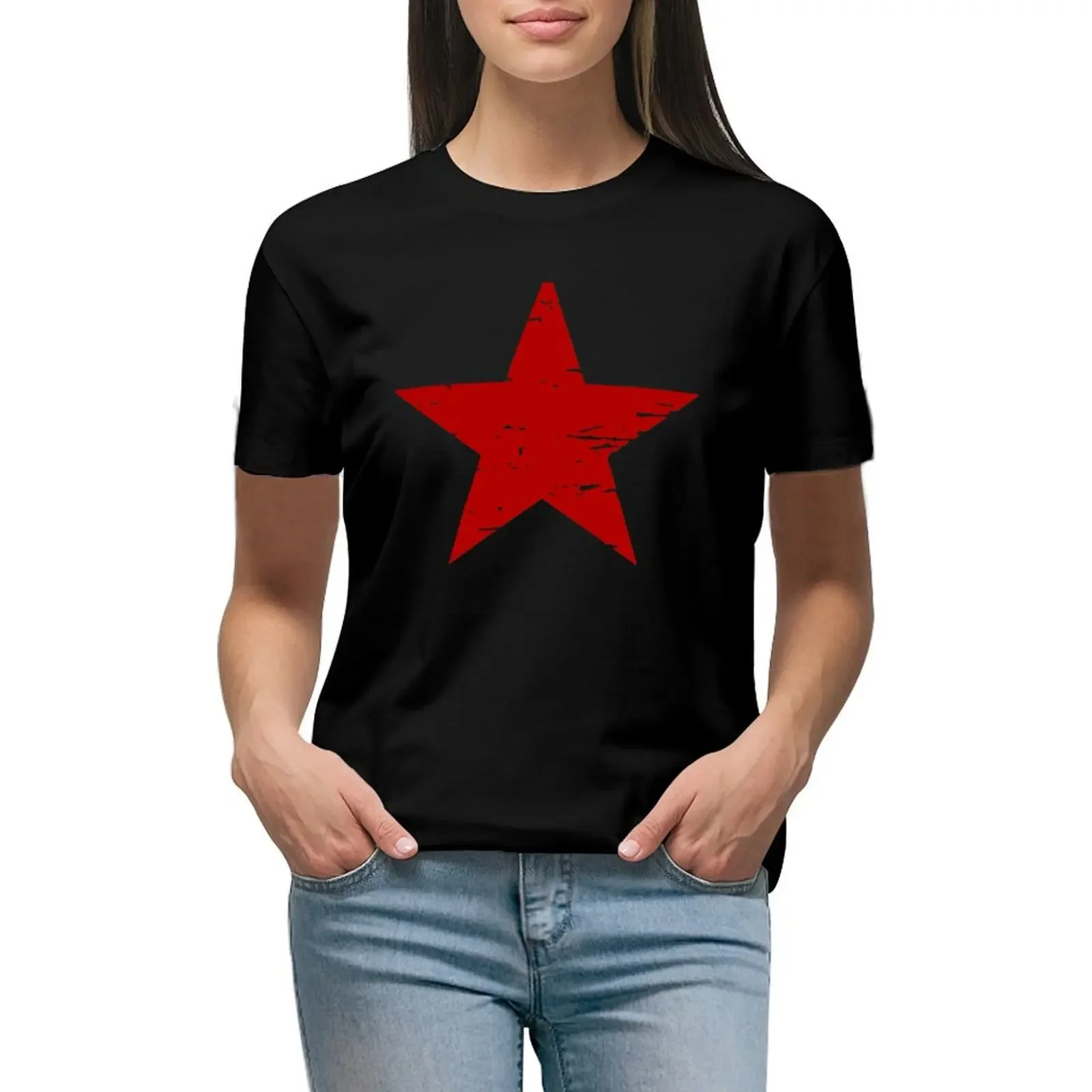 

THE RED STAR T-Shirt blacks animal prinfor Aesthetic clothing white t shirts for Women