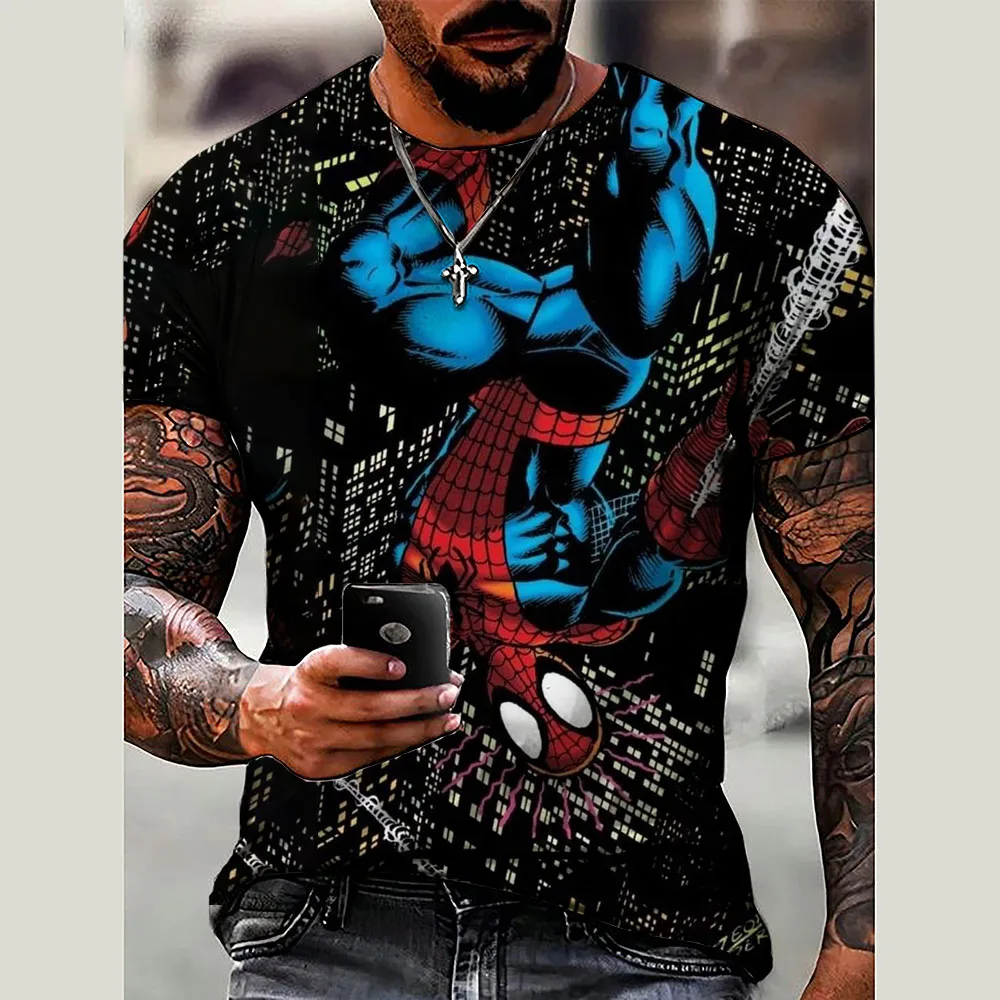 New Marvel Spider Man T-shirt for men's and children's clothing, superhero Hulk men's T-shirt top, summer short sleeved T-shirt