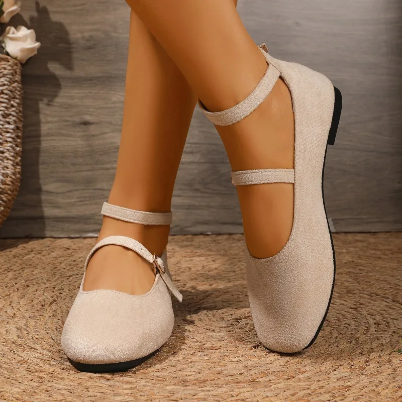 

Туфли на плоской подошве в стиле ретро, новые летние женские туфли с круглым носком, замшевые туфли без шнуровки с мягкой подошвой, нескользящие низкие туфли с мягким боковым верхом