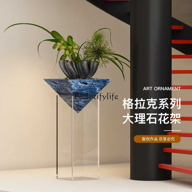 

Ld25 High-end Italian minimalist marble suspended coffee table hotel display stand floor light luxury decoration ornament