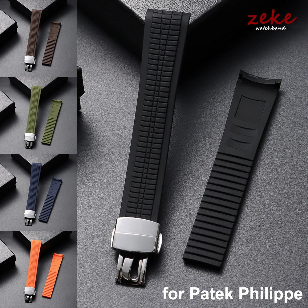 21mm Arc End Watch Strap for Patek Philippe Aquanaut Series 5164/5167 Waterproof Anti-Dust Rubber Watch Band Silicone Bracelets