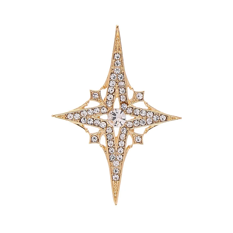 Hochwertige Kristall-Strass-Stern-Broschen für Damen und Herren, goldfarben, silberfarben, Corsage, Anstecknadeln, Modeschmuck, Geschenke, Remiel – Detail 5