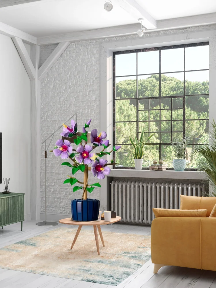 ​ El Nuevo y Creativo Set de Bloques de Construcción de Flores de Hibisco es Ideal para Regalos de Navidad para Niños, Decoración del Hogar para Adultos