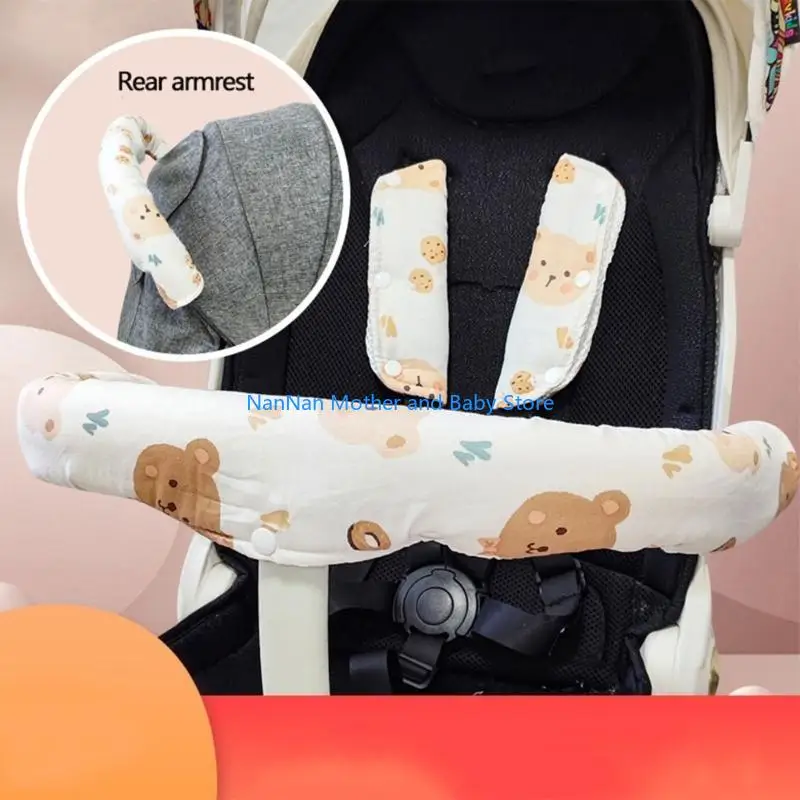 

Breathable Stroller Strap Bibs Cover Cotton Front Armrest Teething Towel 3-Layes