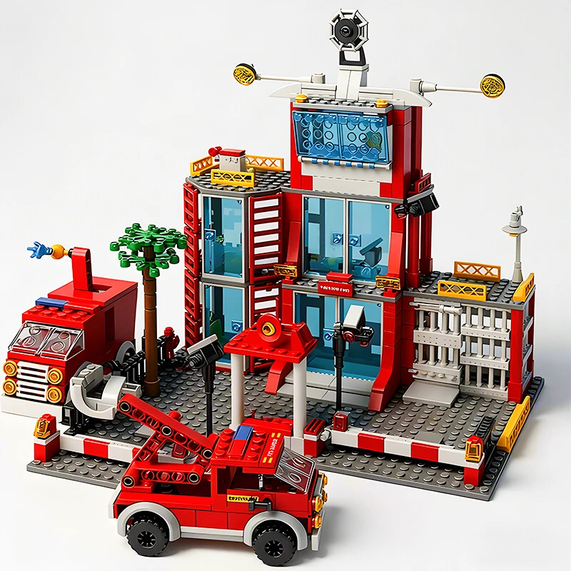 

Police City Building Blocks Set with Fire Station Car and Figures DIY Construction Toys for Boys Kids Educational Christmas Gift
