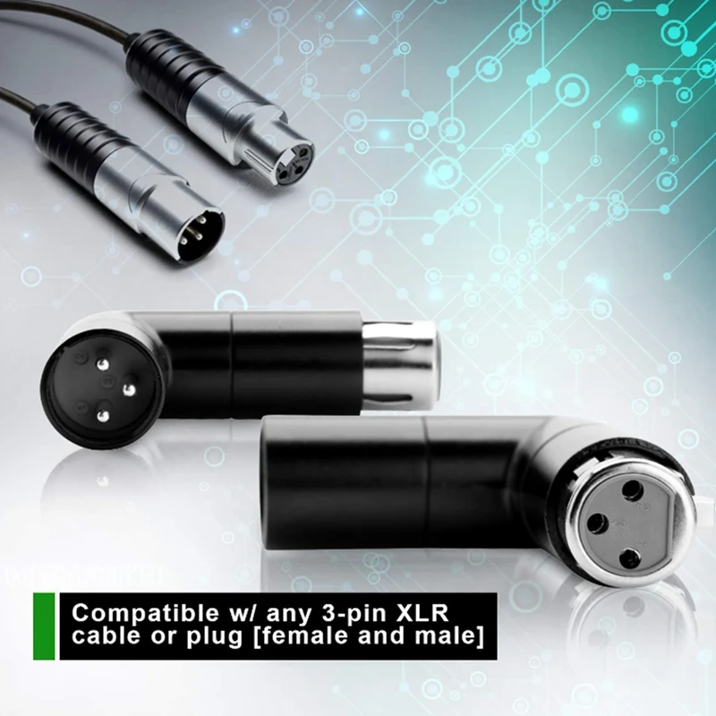 Rotatable XLR Angle Adapter Dual Male And Female L-Shaped Connector Metal Adapter With 4 Adjustable Angle Positions