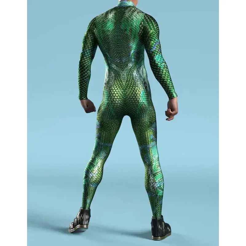 멀티컬러 물고기 비늘 갑옷 점프수트 멋진 코스프레 바디수트 스팀펑크 의상 공연 파티 쇼 남성 다이빙 젠타이 슈트
