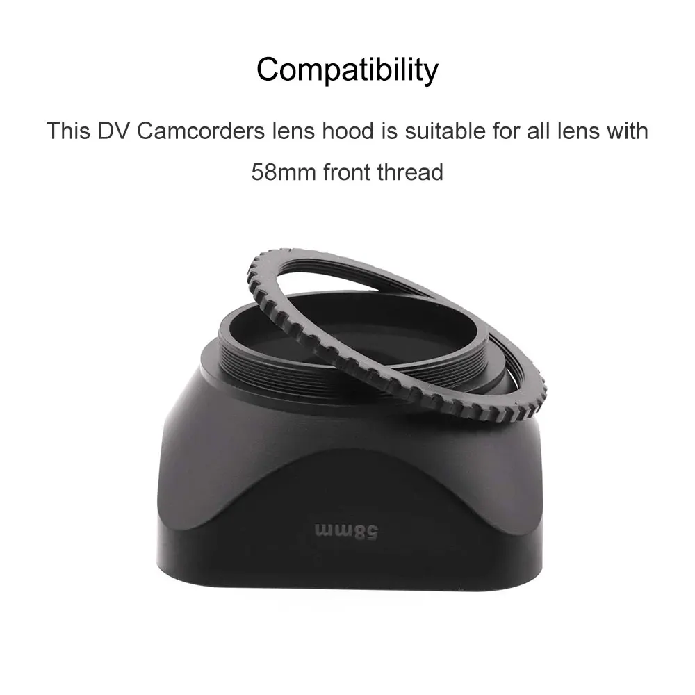 LinGo 4:3 Square Lens Hood Cap Set 30/37/46/52/58mm Screw Mount Sun Shade for DV Digital Video Film Cinema Camera Lens Hoods