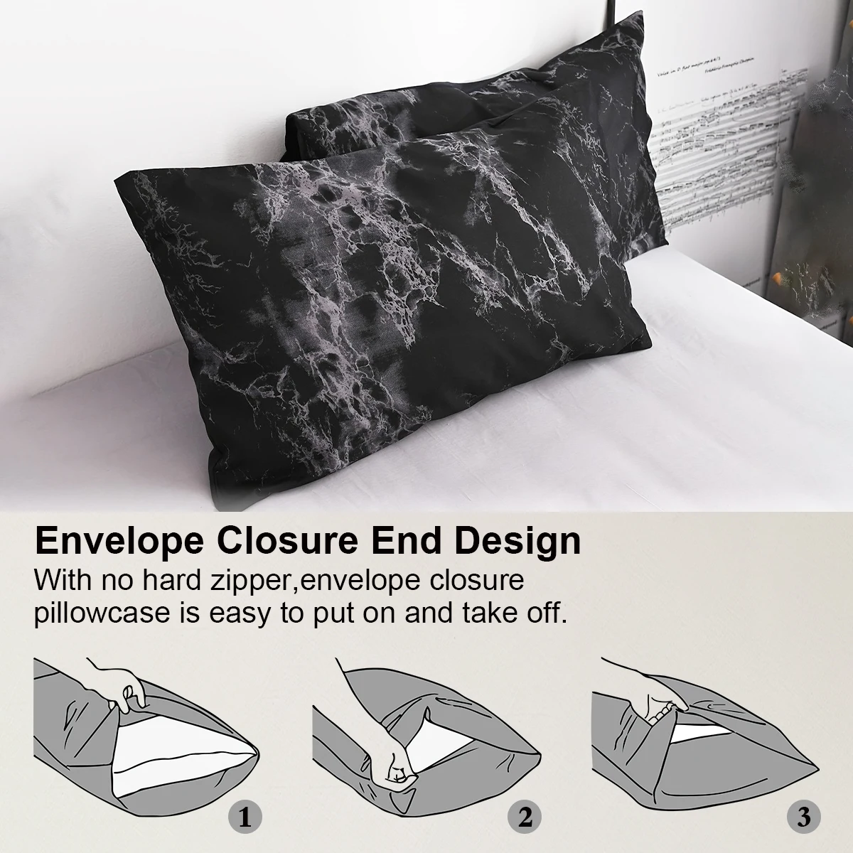 3-częściowy zestaw poszewek na kołdrę z nadrukiem marmuru, miękki, przyjazny dla skóry zestaw pościeli zawiera 1 poszewkę na kołdrę i 2 poszewki na poduszki