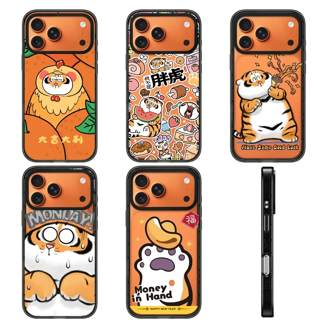 

Orange Tiger 2.0 Acrylic Black Border Phone Cover for IPhone 12 13 14 15 16 17 Pro Max Case for IPhone 17 Air