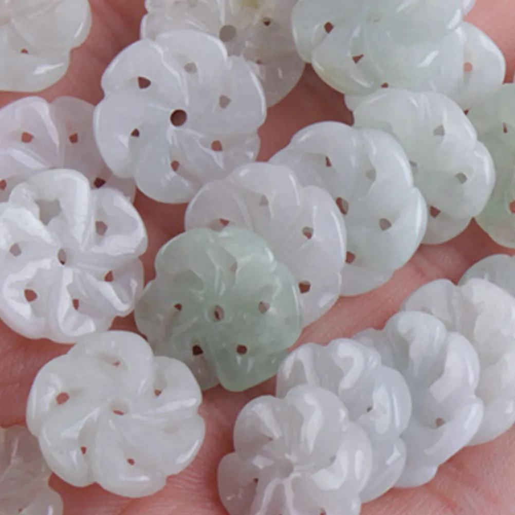 

10Pcs Natural Jade Waist Chain Stone Accessories Flower Shape Flat Loose Beads DIY Jewelry Making Set Beading Jewelry Components