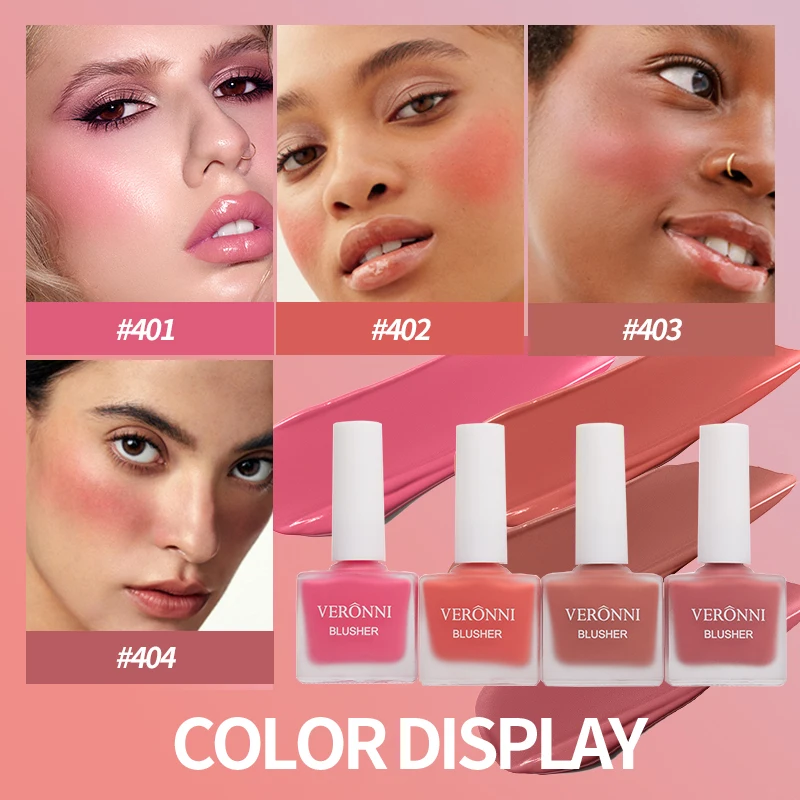 4色ブラッシャー チーク ルージュ シャイニー リキッドブラッシュ 防水 多用途 アイ＆リップ メイクアップ ブラッシュスティック エイビューティーツール 女性用