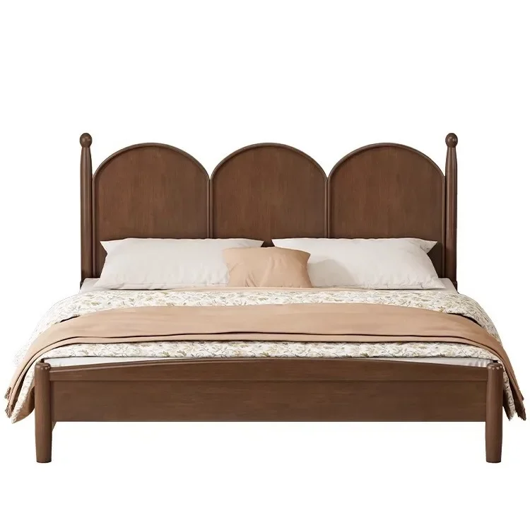 

American solid wood be d modern simple 1.5M1.8M double bed medium and ancient wind b ed