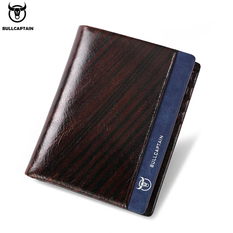 

Men's Wallet 100% Genuine Leather Contrasting Color Wallets Horizontal Multi-card Thickened Photo Album Rfid Wallet Coin Purse