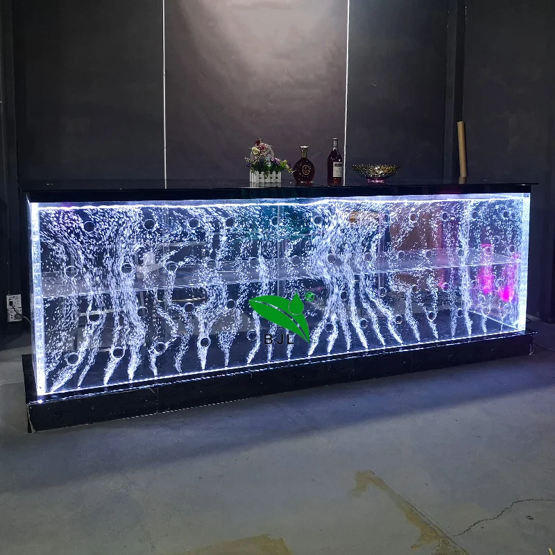 

custom，modern restaurant glowing led acrylic aquarium bar counter