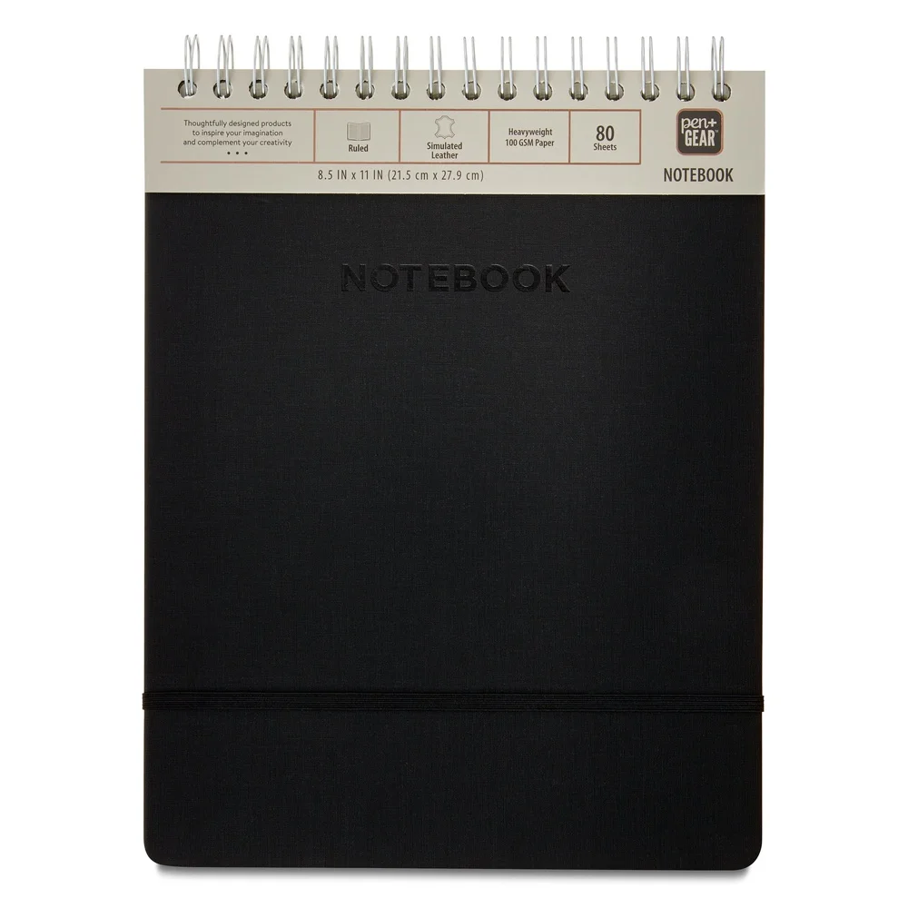 Quaderno compatto in pelle a spirale superiore 8,5x11 80 fogli a righe 160 pagine Carta resistente e resistente Ideale per ufficio e scuola
