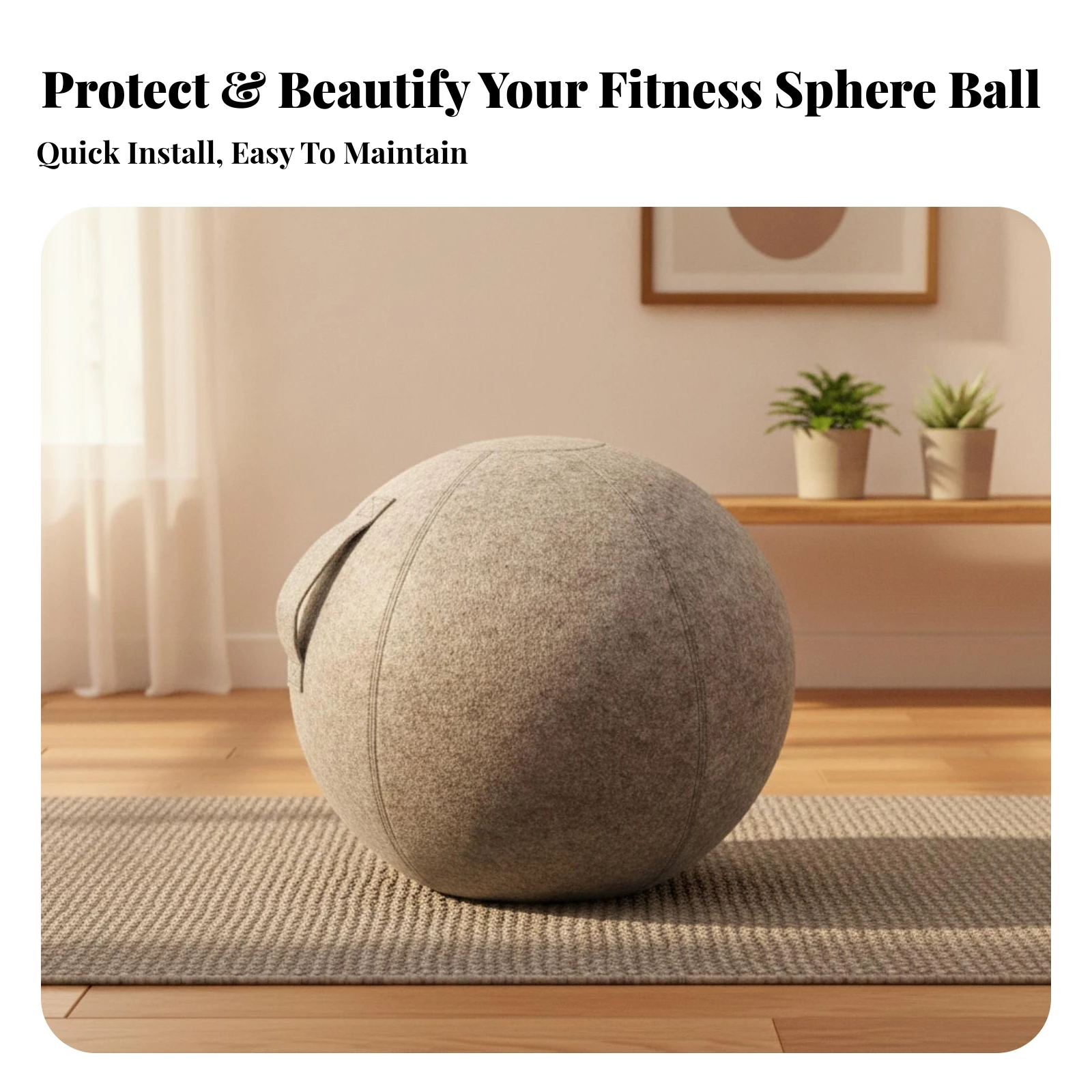Fitness Ball Cover with Carrying Handle Soft Felt Fitness Ball Cover Sturdy Lightweight for Storage, Home Gym