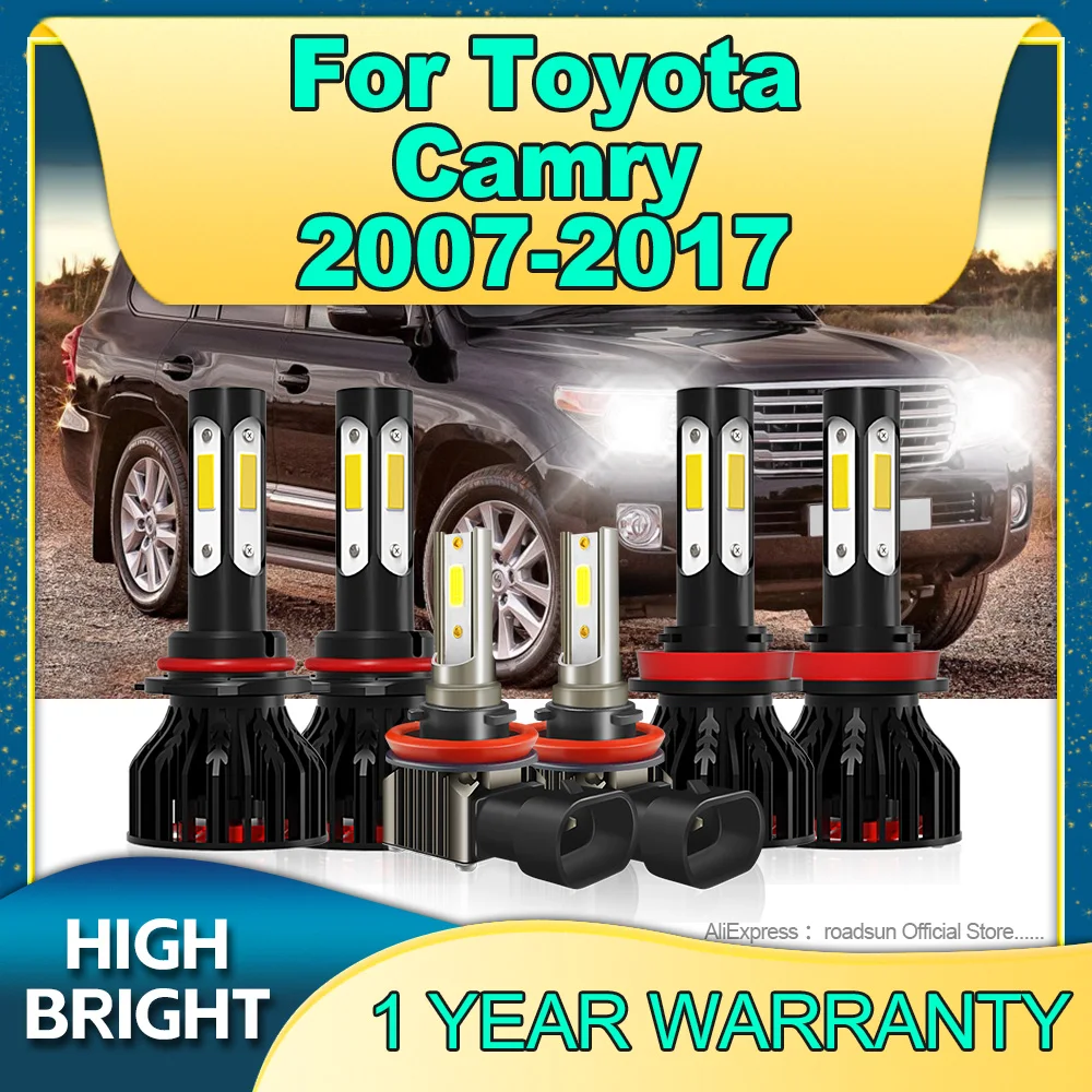 

2/6Pcs High Power 180W LED Headlight 9005 H11 Turbo Lamp 6000K Fog Light For Toyota Camry 2007 2008 2009 2010 2011 2012 13-2017