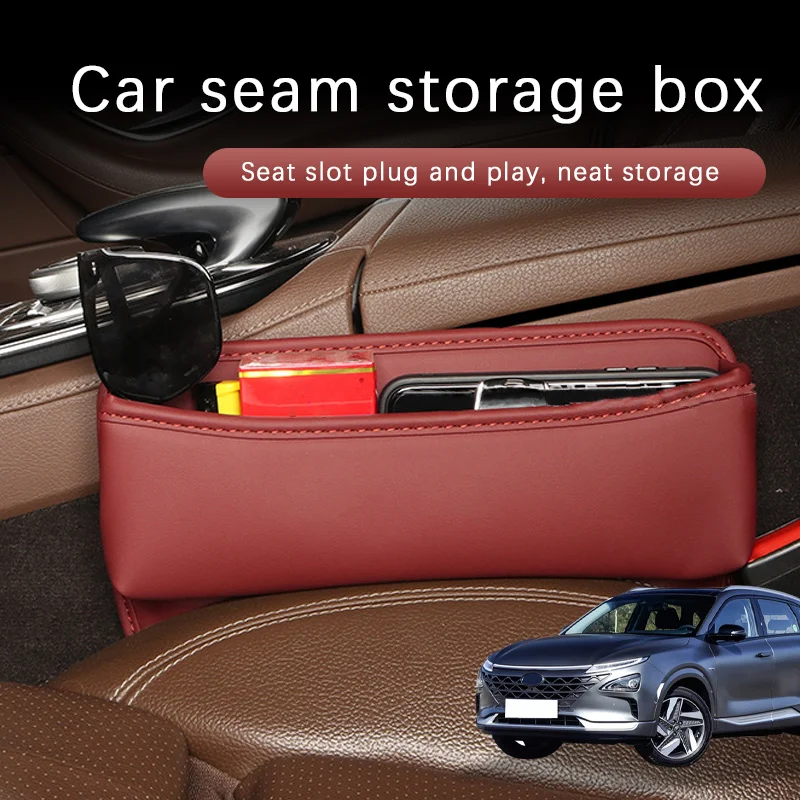 Car Seat Gap Storage Box Driver Front Auto Seat Gap Filler Organizer Wallet Keys Card Storage Box For Hyundai nexo