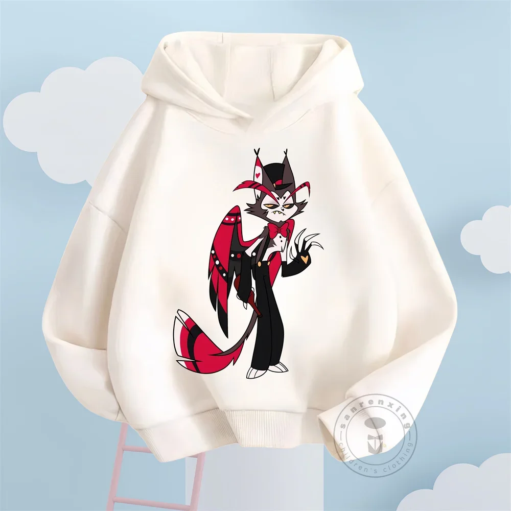 New Boys Girls Hazbin Hotel Streetwear Hoodies Children Autumn Spring Long Sleeve Hoodies Kids Hoodie Cute CartoonPrint Clothing